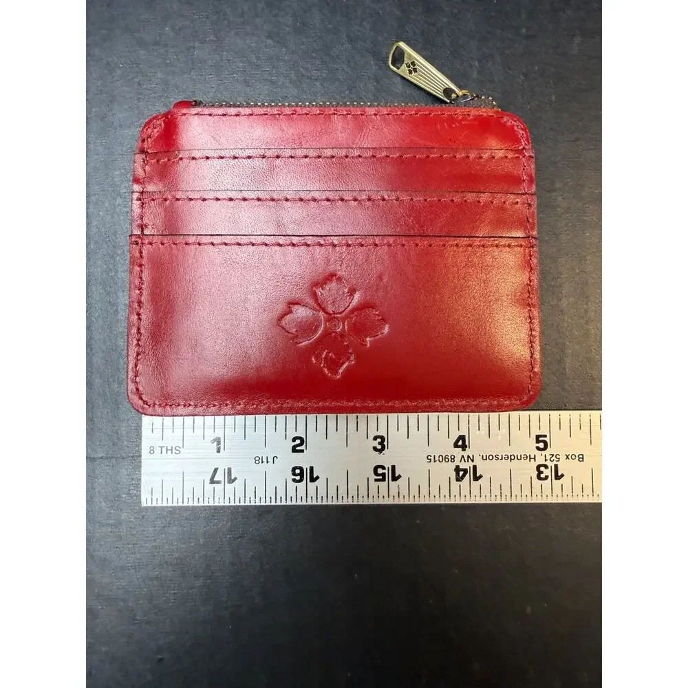Patricia Nash Cassis ID Case Card Wallet Leather RFID Berry Red Pre-Owned